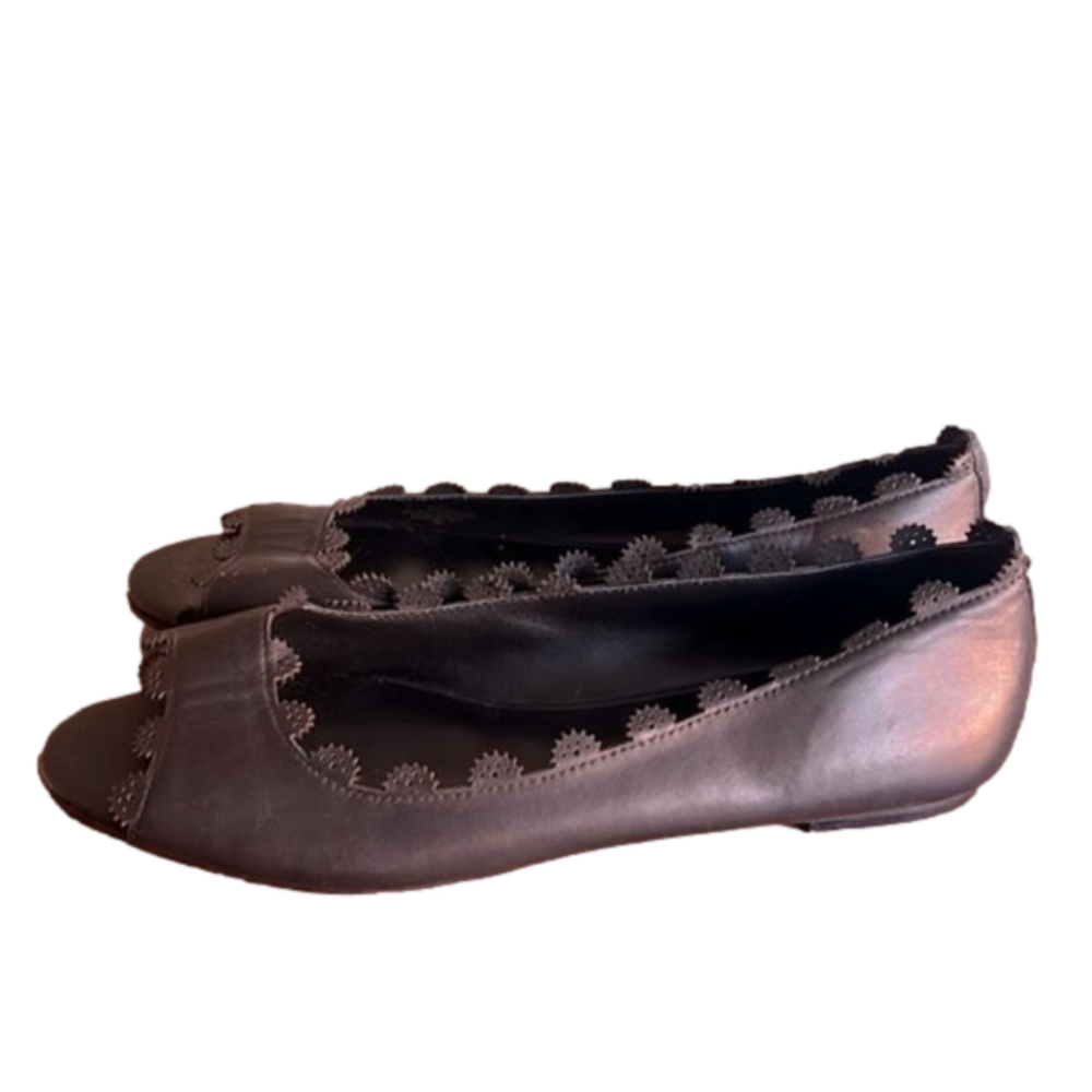 Nicole Miller Artelier black leather Tampa ballerina ballet flats 8